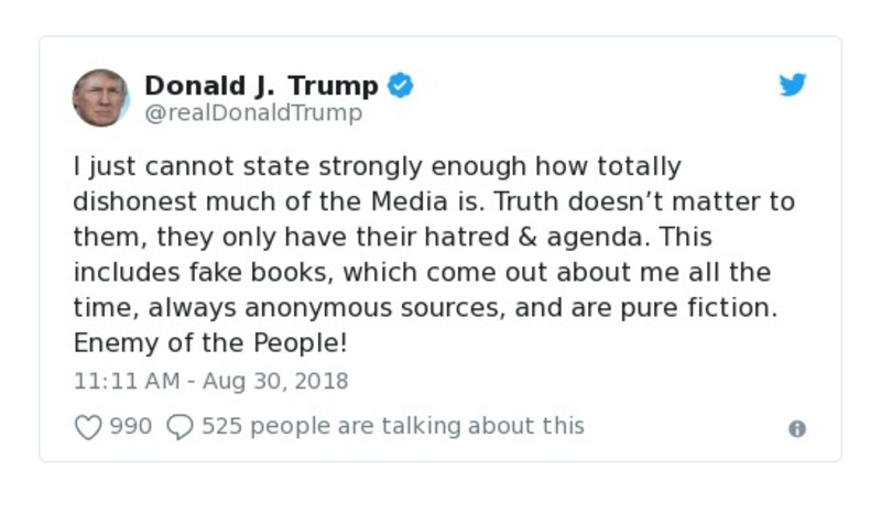 Donald J. Trump - Aug 30, 2018 - tweet