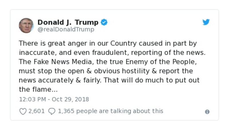 Donald J. Trump Oct 29, 2018 - tweet