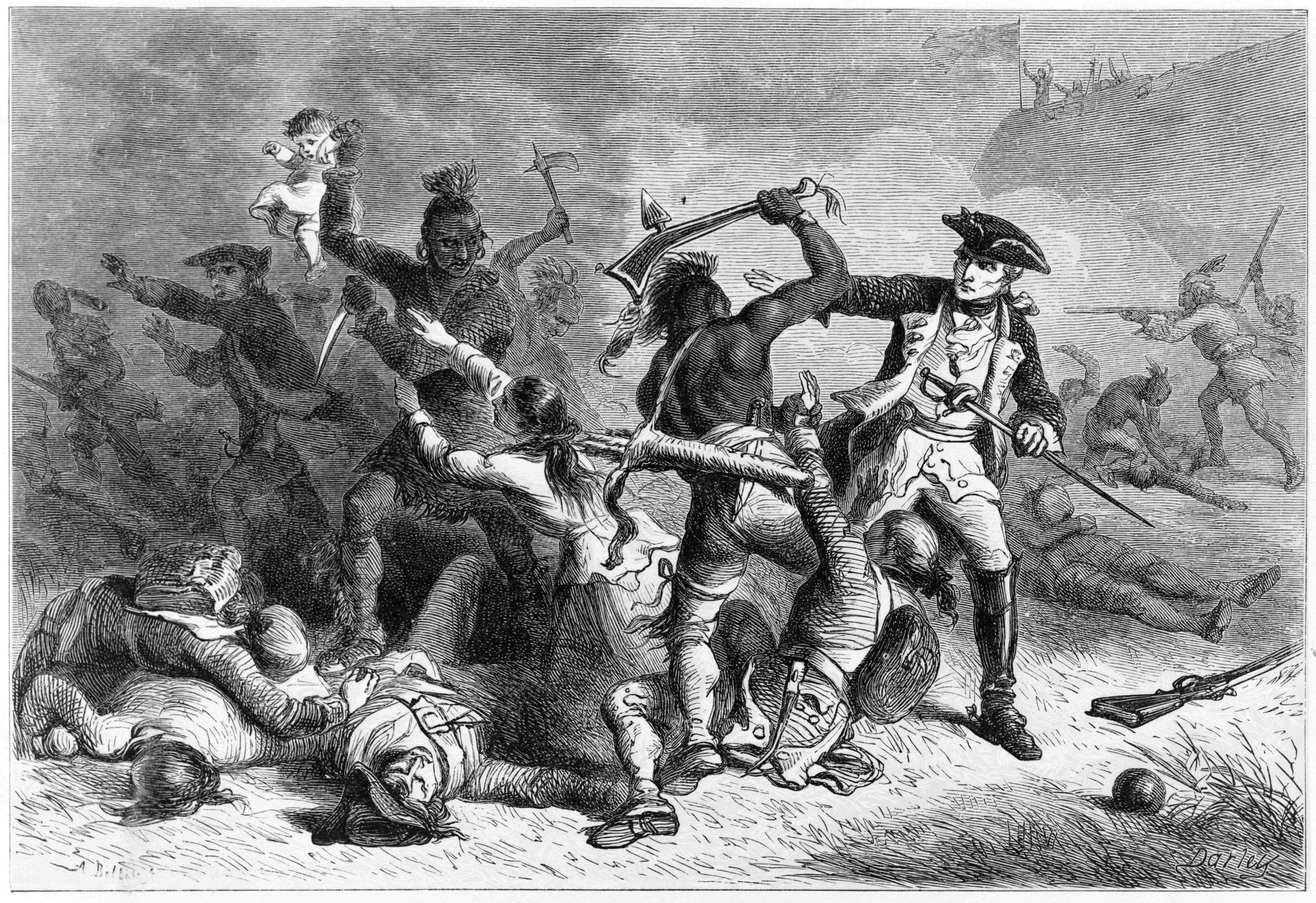 Indians attacking soldiers and citizens