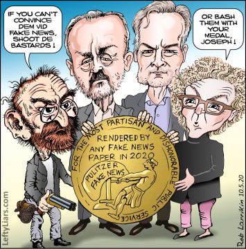 Russ Buettner, Susanne Craig, Mike McIntire, Joseph Pulitzer Caricature Cartoon