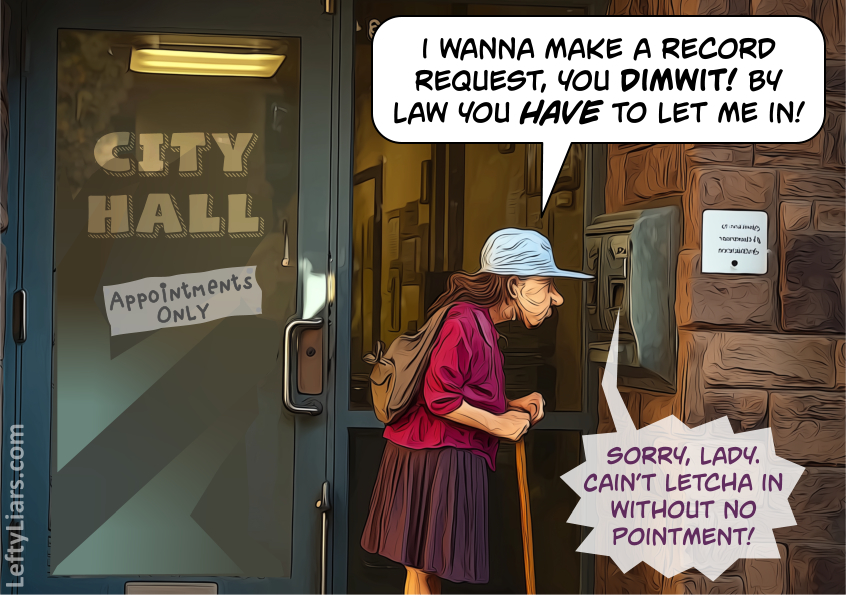 Citizen refused entry to a government building.